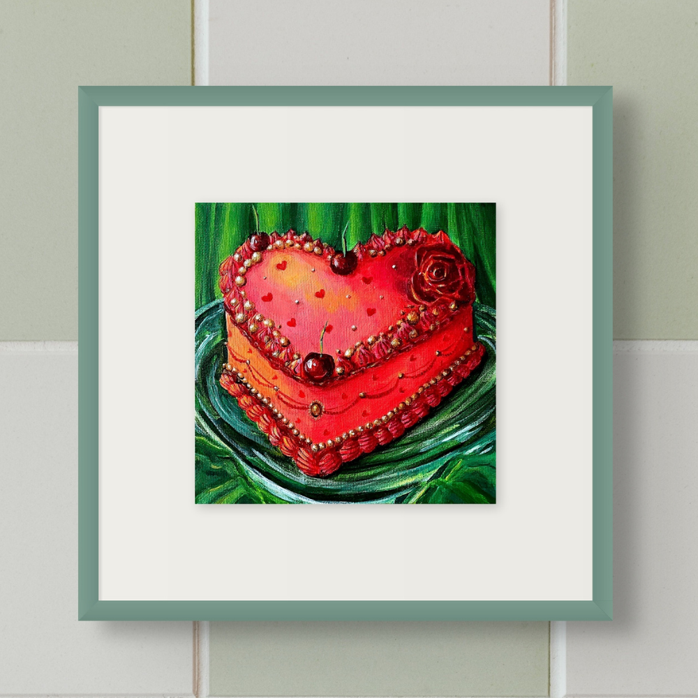 Vintage Hear-Shaped Cake Print