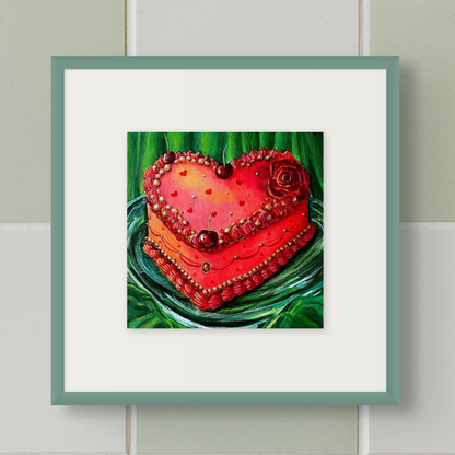 Vintage Hear-Shaped Cake Print