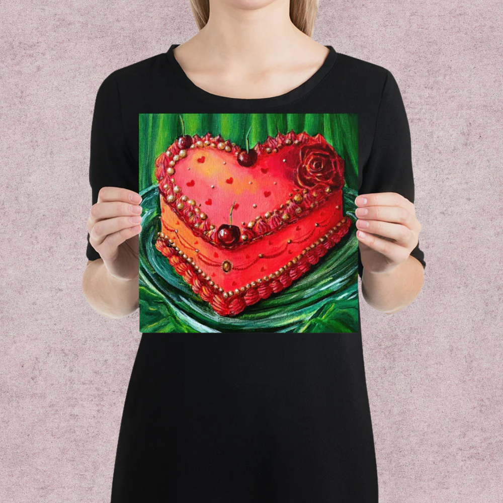 Vintage Hear-Shaped Cake Print