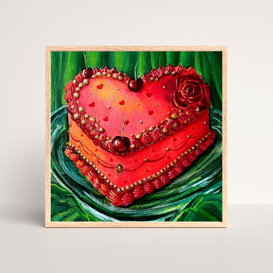 Vintage Hear-Shaped Cake Print