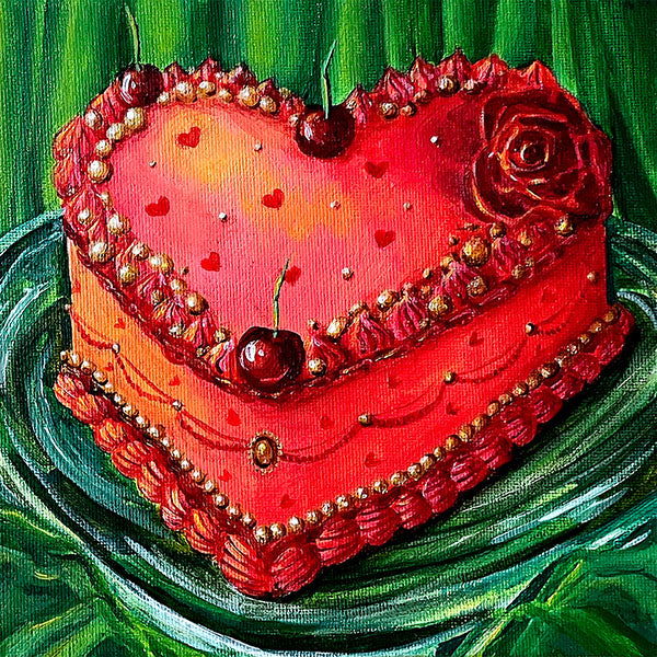 Vintage Hear-Shaped Cake Print